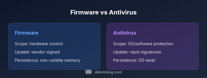 Infographic showing firmware vs antivirus comparison