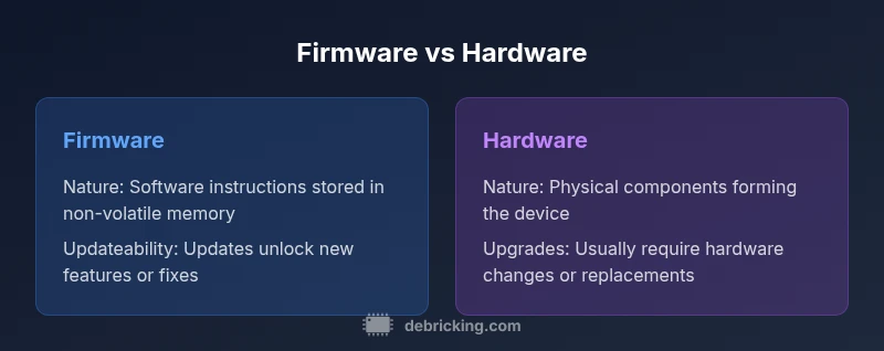 Comparison infographic showing firmware vs hardware