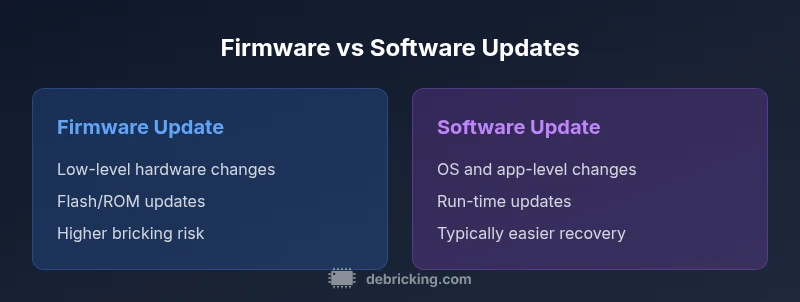 Comparison chart of firmware vs software updates